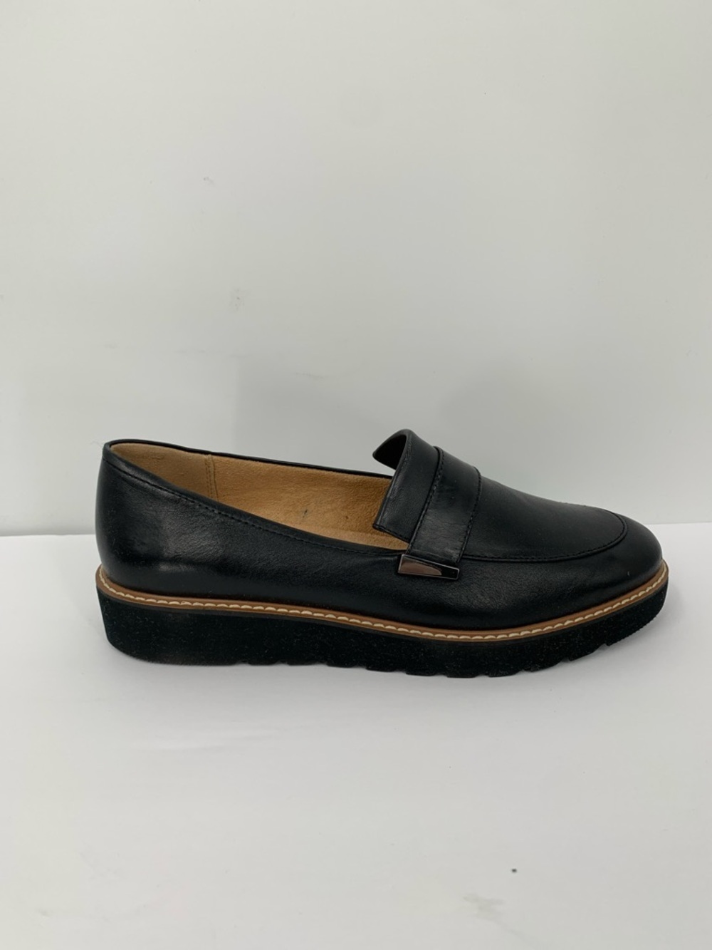 Naturalizer Adiline black leather platform slip-on wedge shoe loafer new 10